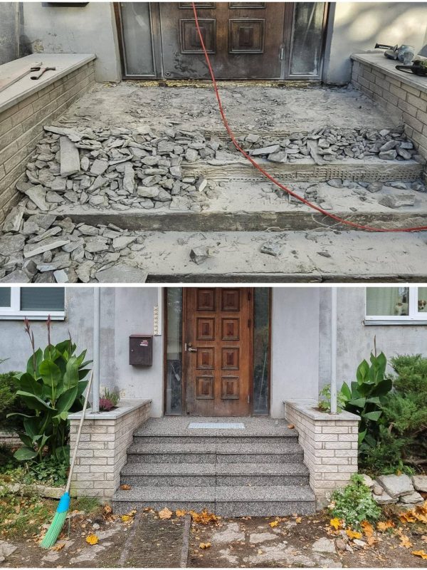 Enne-pärast Männiku kortermaja trepi renoveerimine