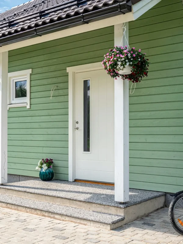 Eramaja välistrepi katmine pesubetoonplaatidega.